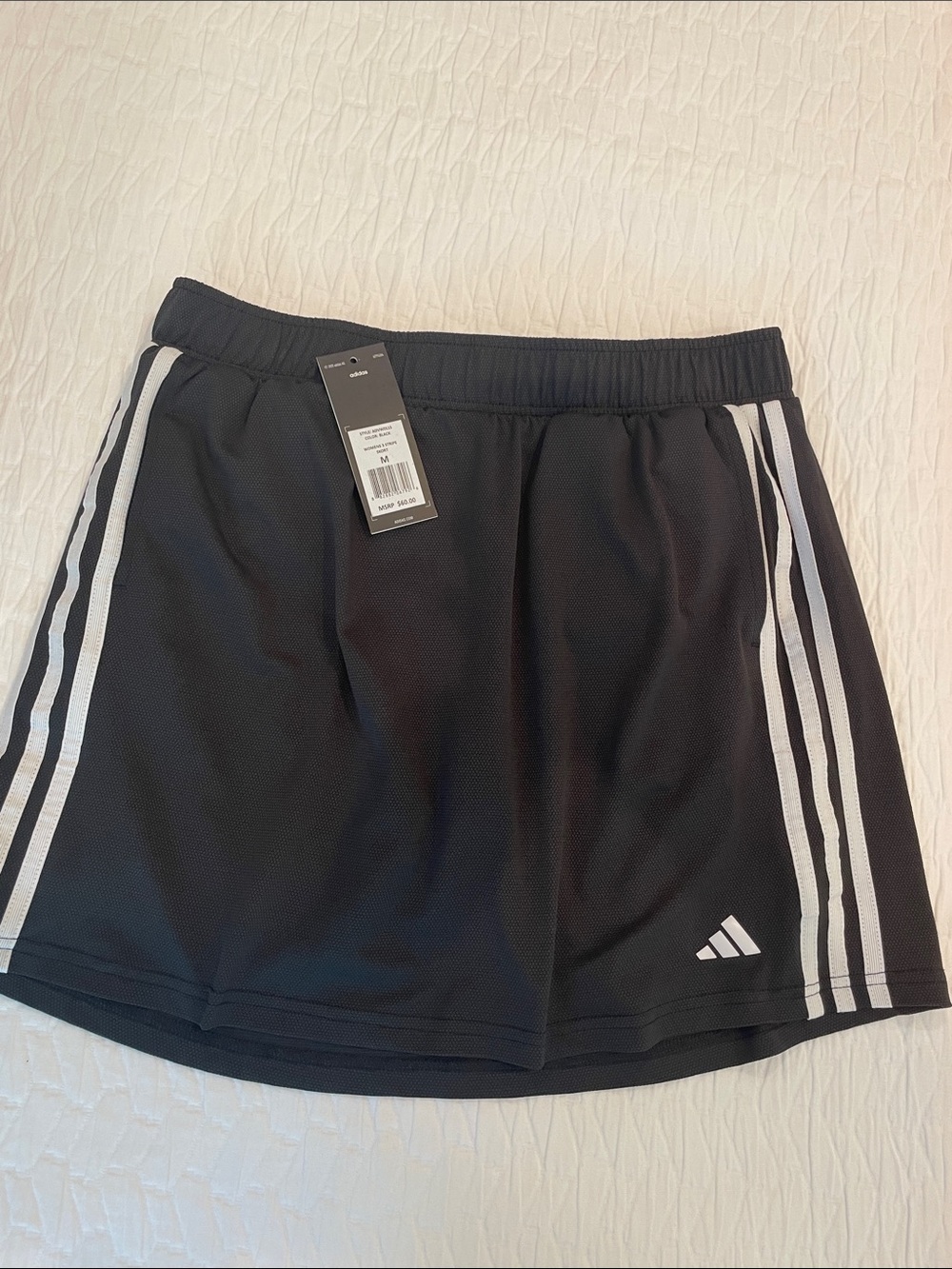 Adidas Black Skort w White Stripes and Pockets sz Medium